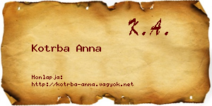 Kotrba Anna névjegykártya